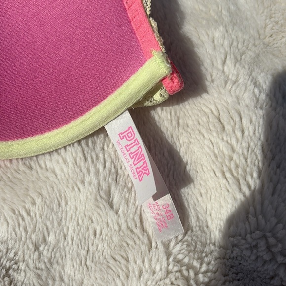 PINK Victoria’s Secret Lace Bra 34B | Neon Yellow & Coral | - Picture 5 of 5